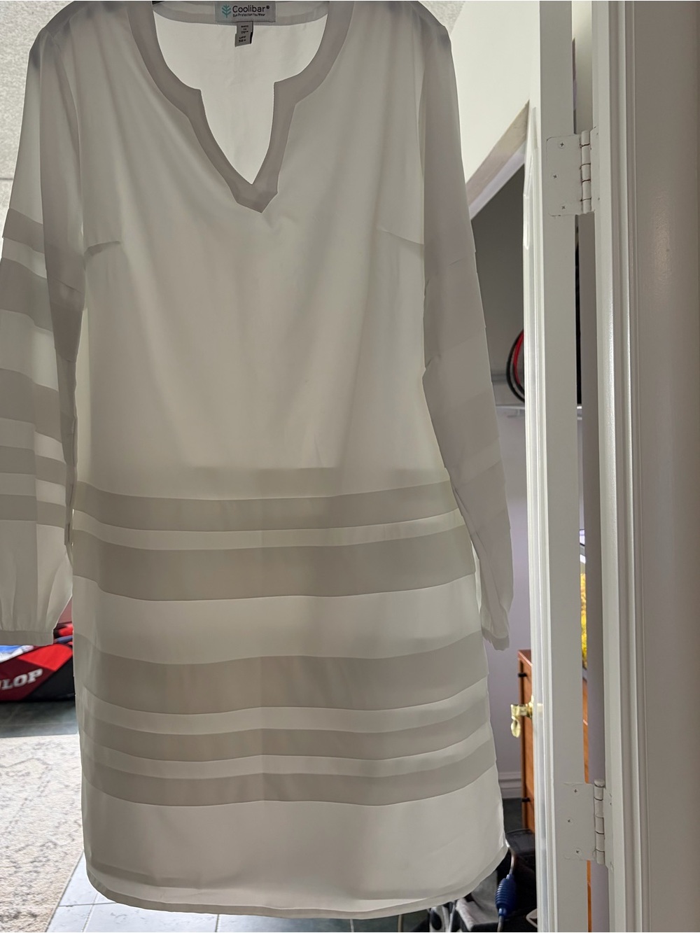 Coolibar White Layered-Sleeve Mini Tunic Dress
